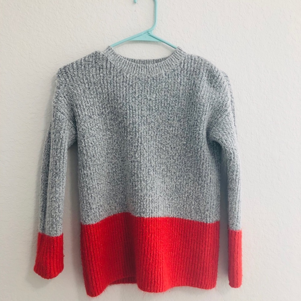 Grey and orange sweater crew neck